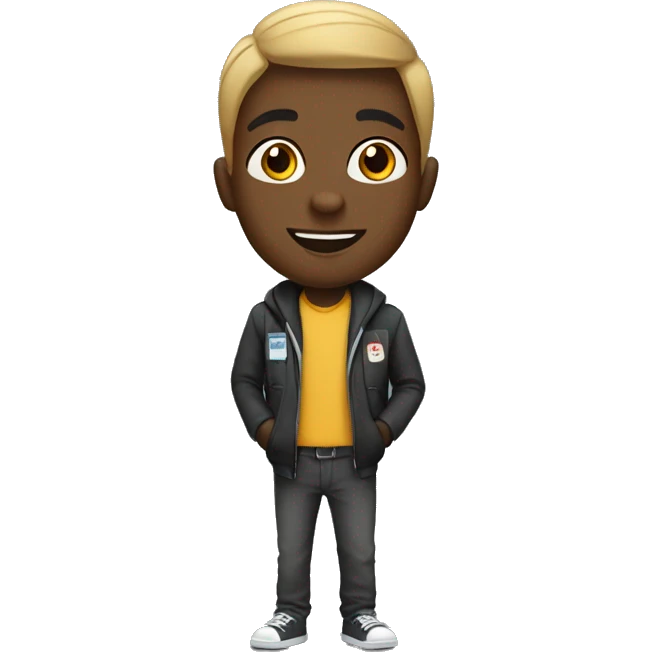  black guy named beka that is a student in fairview and hAS name tag saying hes beka emoji