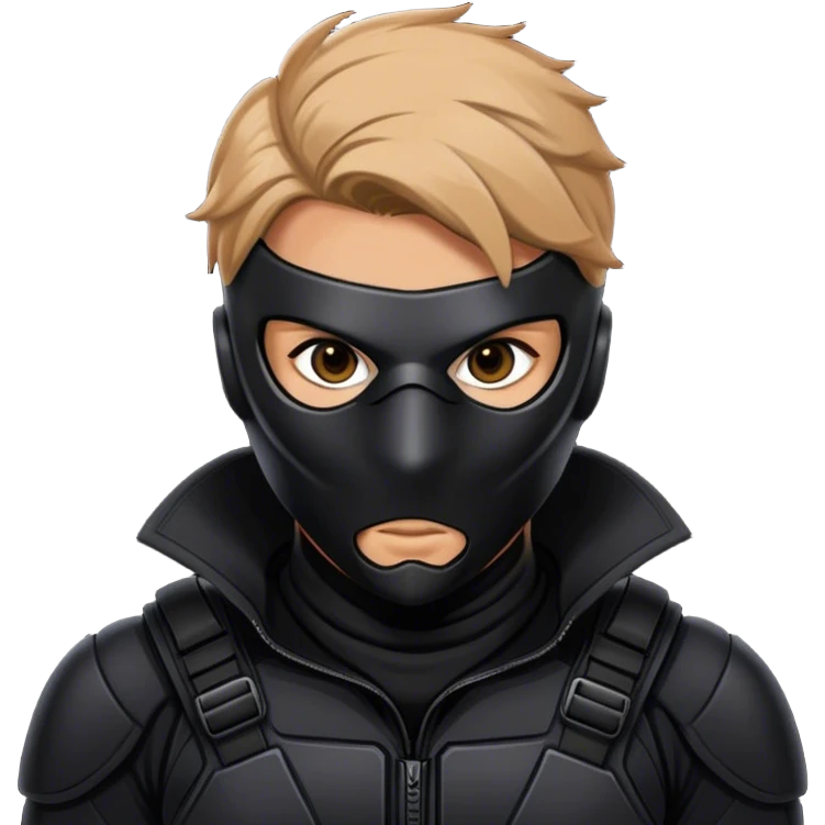 A masked assassin in a black tactical suit emoji