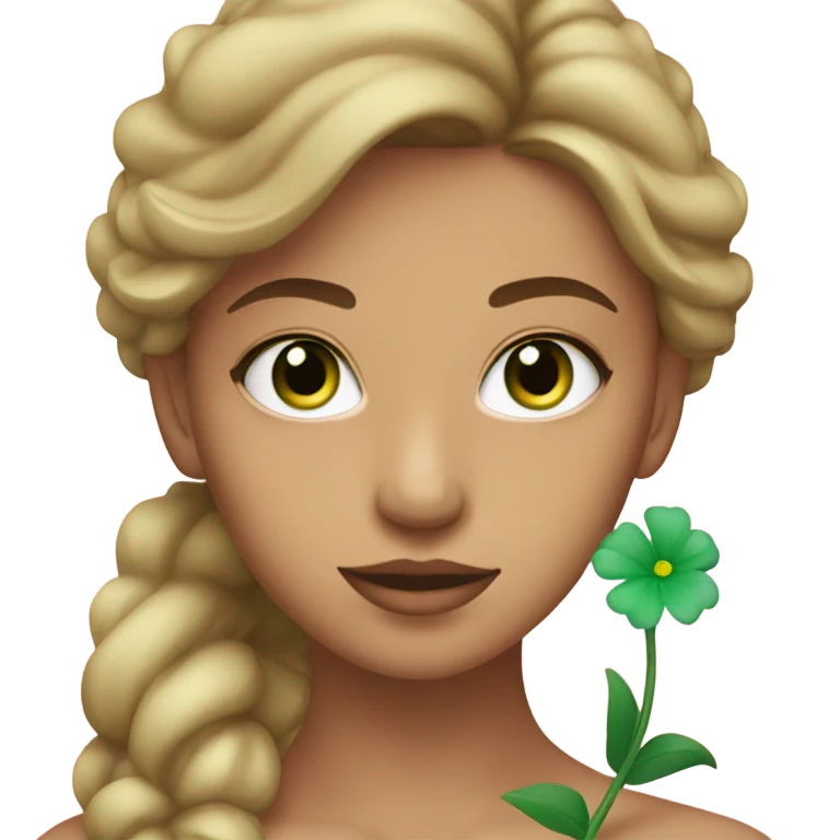 Green Eyed model with Flower emoji