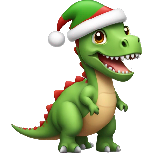 Dinosaur with christmas hat emoji