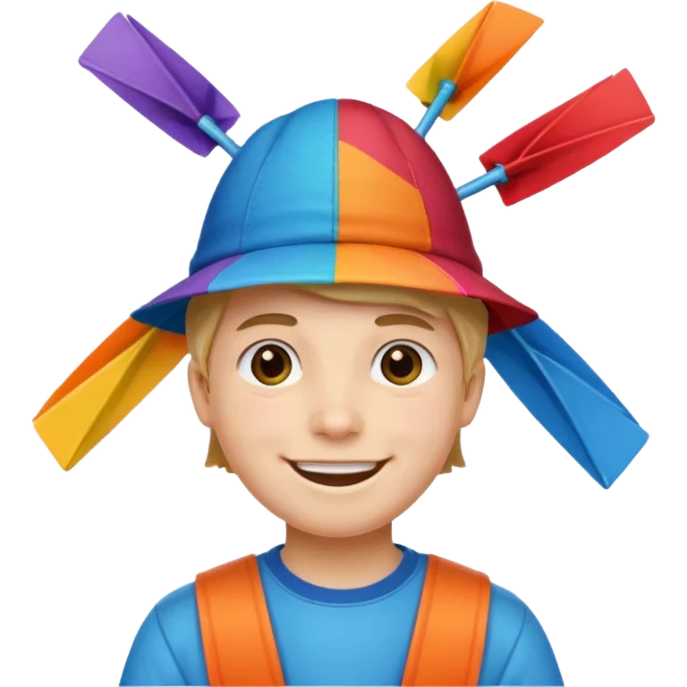 Boy wear colorful windmill hat emoji