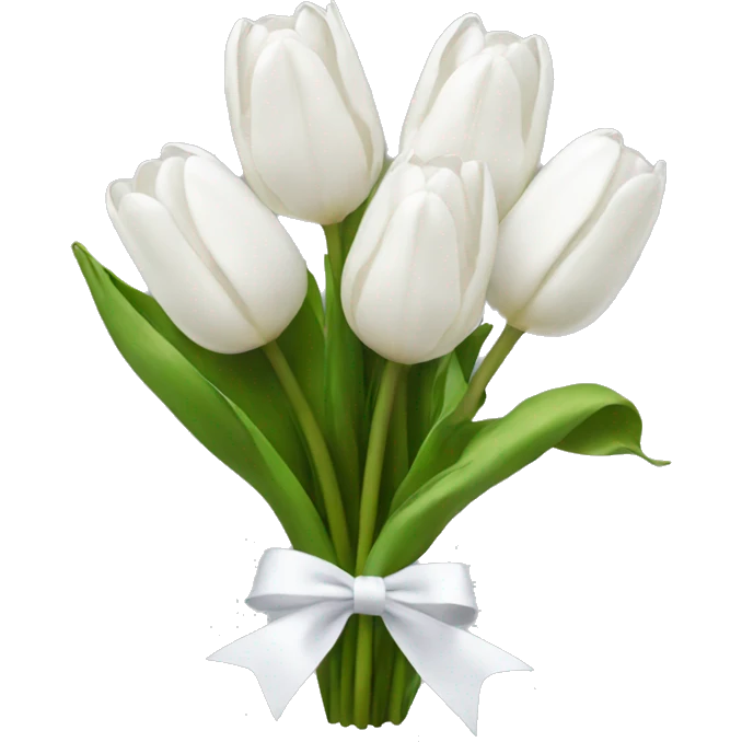white tulip bouquet  with a white bow emoji