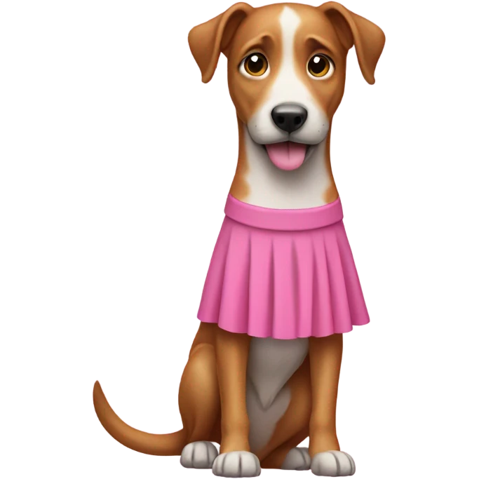 Dog wearing pink skirt emoji