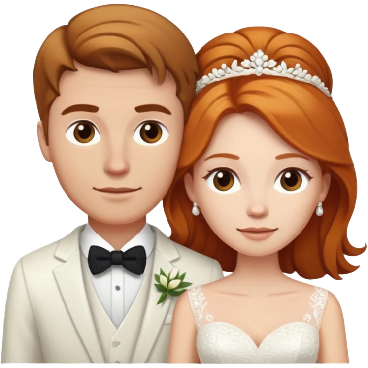 wedding couple with white man with brown hair and white woman with light ginger hair emoji