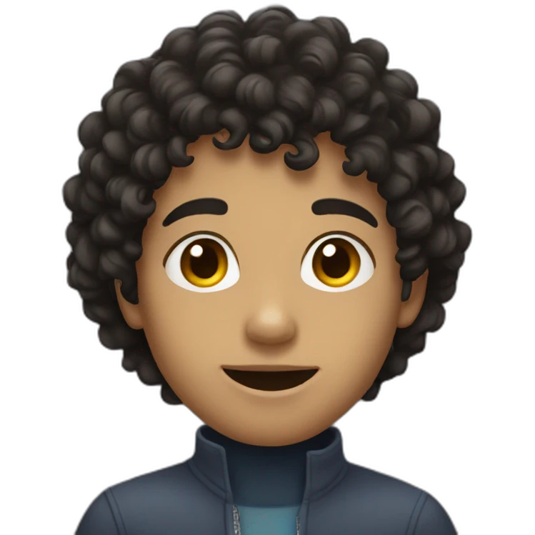 Boy, dark curly hair emoji