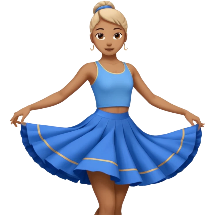 lyrical dancer spinning, blue skirt, expressive emoji