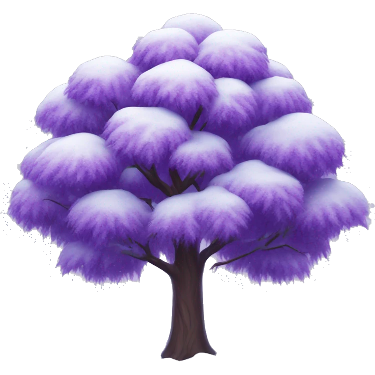 Beautiful purple tree in winter snow  emoji