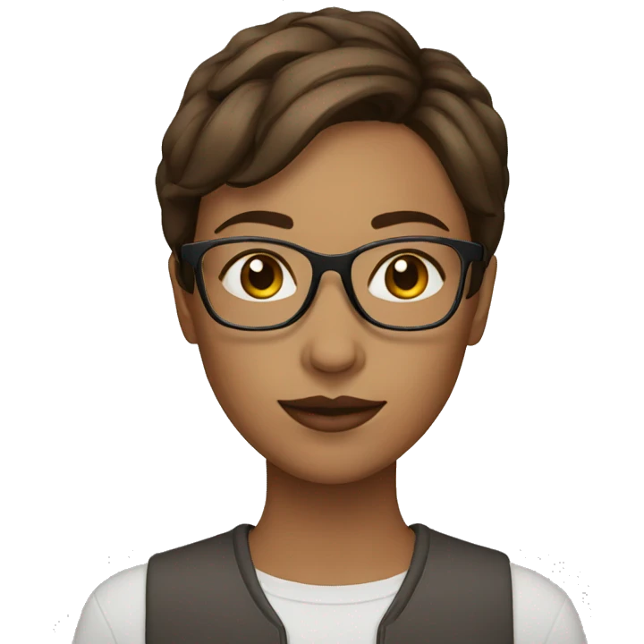 Female with glasses and short brown hair clear skin emoji