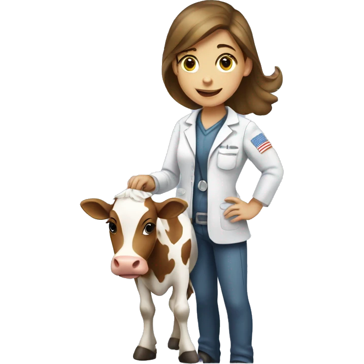 Girl vet petting cow emoji