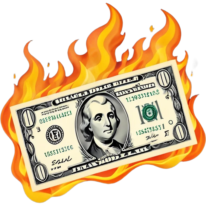 black dollar on fire emoji