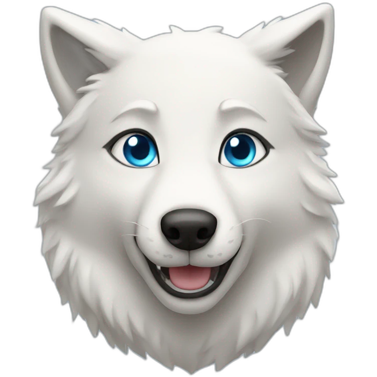 Happy White Wolf blue eyes wearing a hoodie  emoji