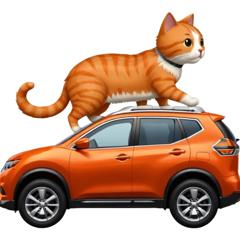 A Sideview of a Cat Driving A RED NISSAN ROGUE  emoji