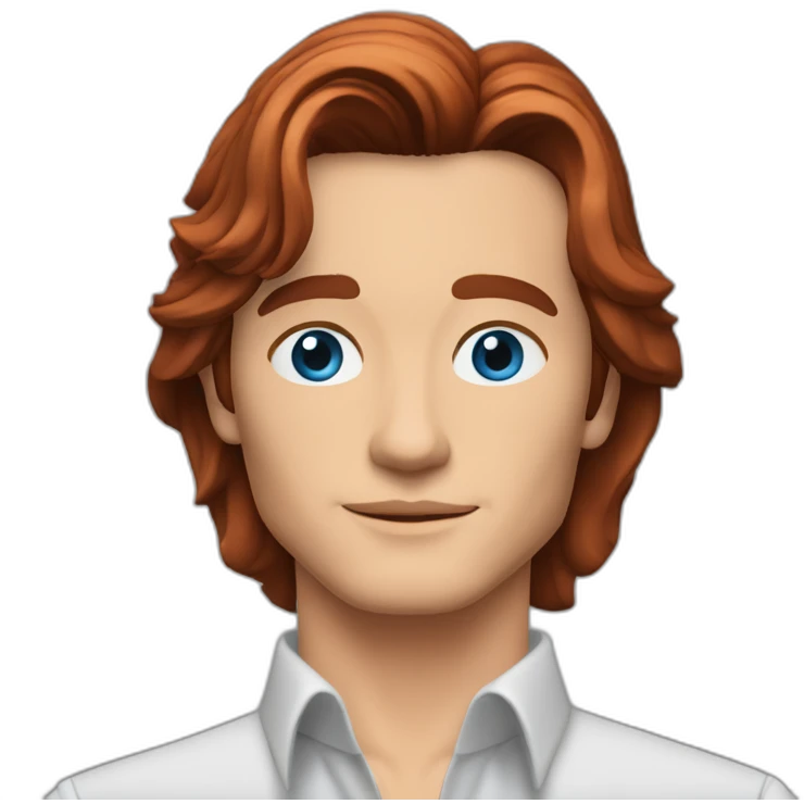 Alain delon young blue eyes neat parted red hair software engineer emoji