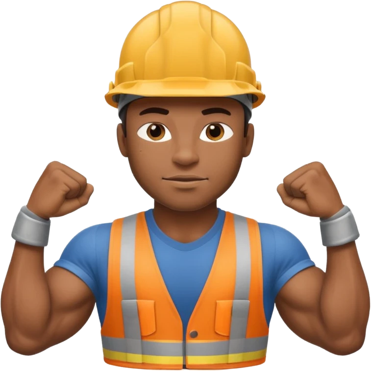 black construction worker flexing his muscles emoji