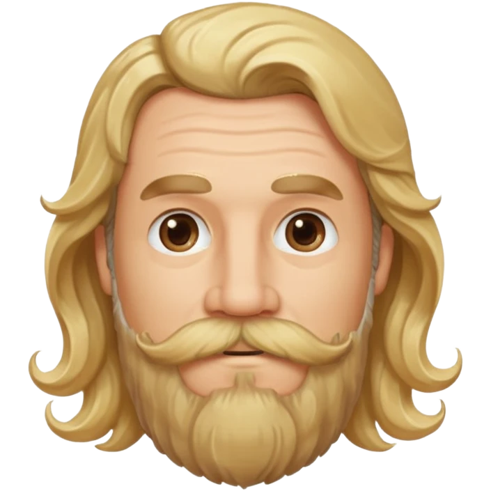 MID AGE MAN WITH LONG BLOND & bROWN WAVY HAIR, MOUSTACH AND BEARD emoji