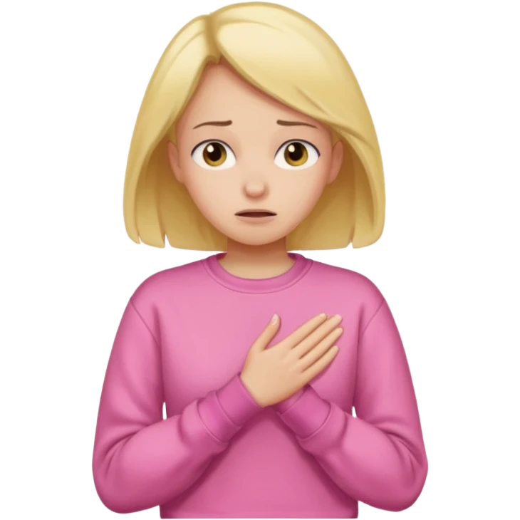 woman who is cold wearring a pink sweat emoji