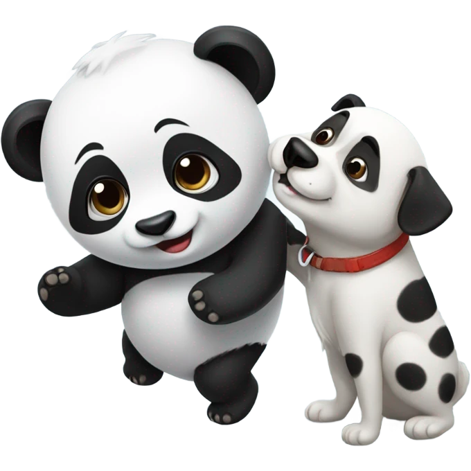 Panda playing with a dog emoji