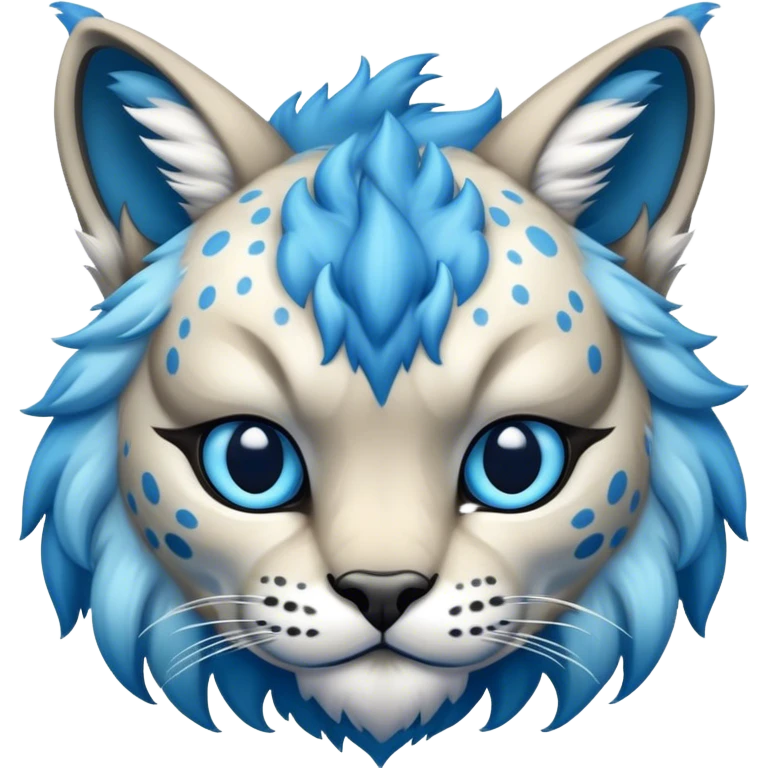 A blue fantasy-lynx-fakemon-creature-hybrid emoji