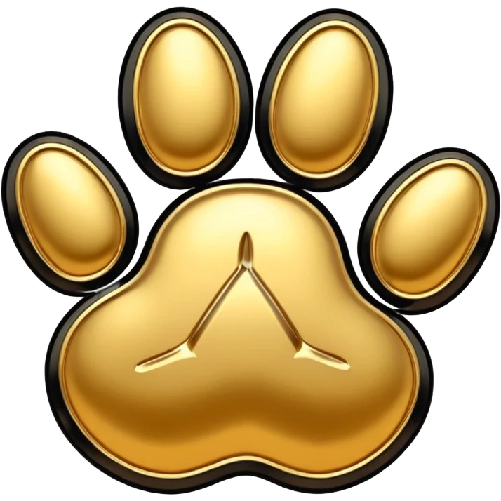 stylized golden animal paw print with shiny details and black outlines emoji