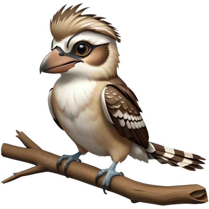 cinematic-kookaburra-realistic-full-body-perched-emoji,-compact-sturdy-frame-balanced-on-a-weathered-branch,-brown-and-white-feathered-wings-folded-neatly,-bold-striped-face-with-a-mischievous-glint-in-its-eye,-massive-sharp-beak-slightly-open-as-if-ready-to-laugh,-simplified-yet-realistic-focused-features,-highly-detailed,-glowing-with-a-warm-golden-light emoji