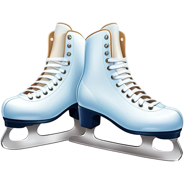An icon featuring a pair of elegant figure skates standing on the smooth ice of a rink, with sparkling ice beneath them. The background shows a grand ice arena with bright lights and empty stands, highlighting the beauty and grace of figure skating. Transparent background. emoji