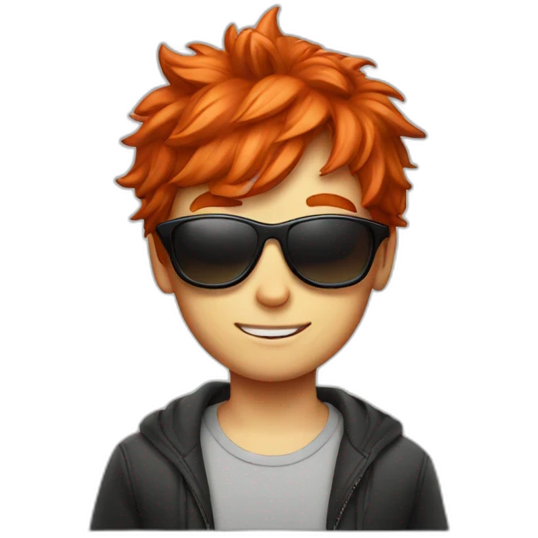 Red hair boy in sun glasses emoji