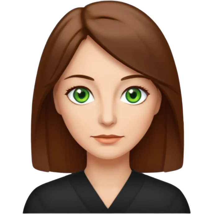 pretty middle age woman with green eyes and shoulder length straight brown hair  emoji