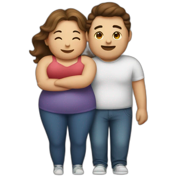 overweight couple hugging emoji