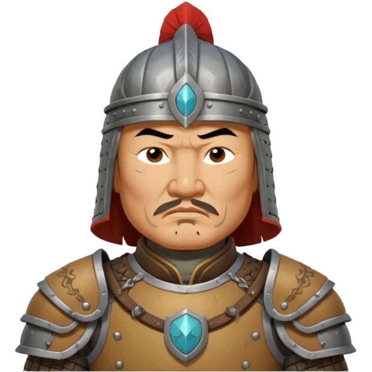 portrait of Genghis Khan in armor rotated 45 degrees to the right emoji