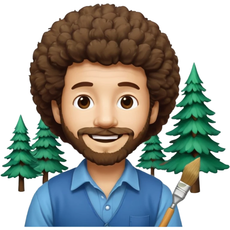 Bob Ross and Happy Little trees emoji