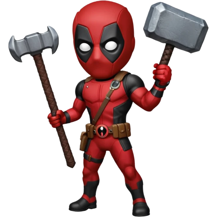 Deadpool holding thors hammer emoji
