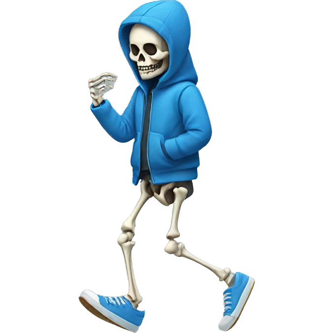 a skeleton with a blue jacket and pick slippers emoji