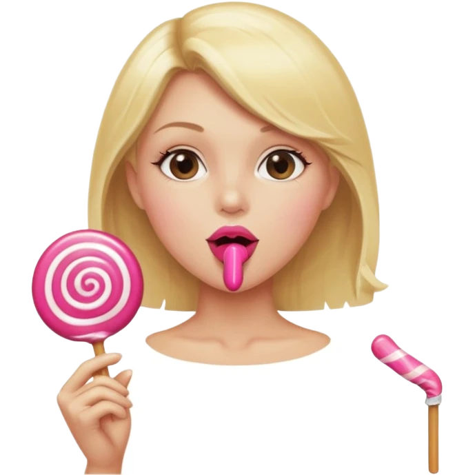 A naked blonde female sucking on a lollipop seductively emoji