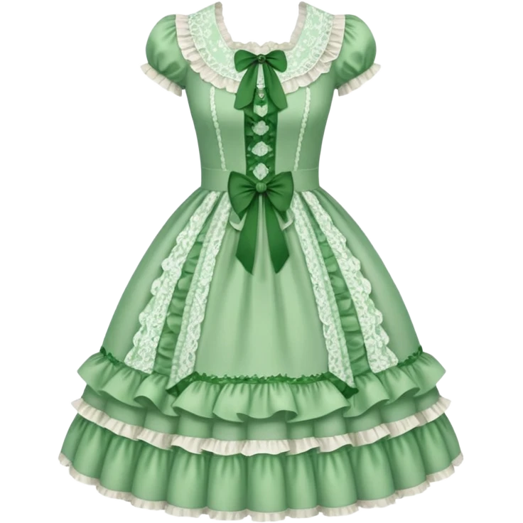 Lolita dress, white and green emoji