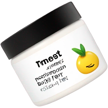 body moisturizer cream pot with label emoji