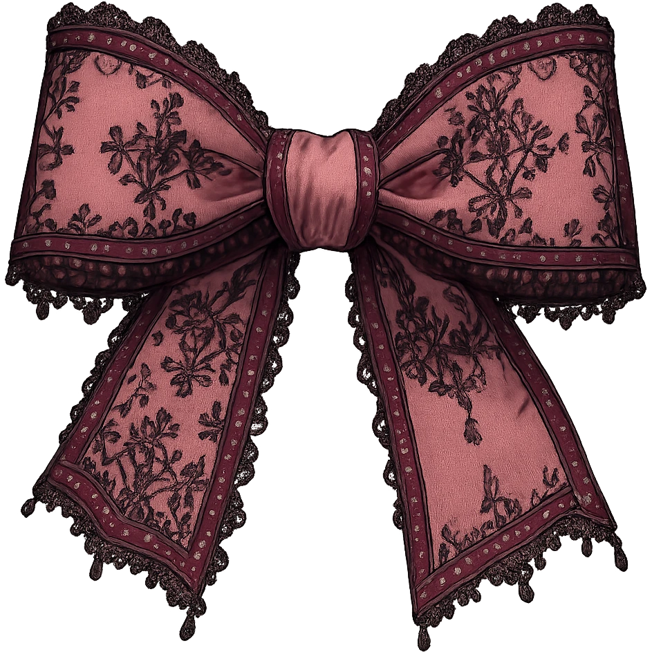 pink gothic bow with lace details and dark pink accents emoji