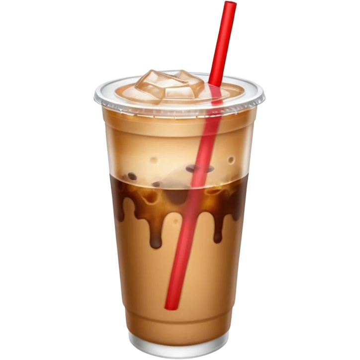  plastic cup of iced coffee with one straw. emoji