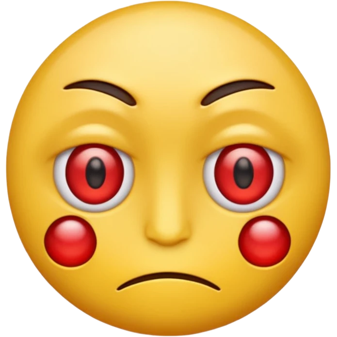 Red eyes on yellow emoji face drowsy look but with a smirk emoji