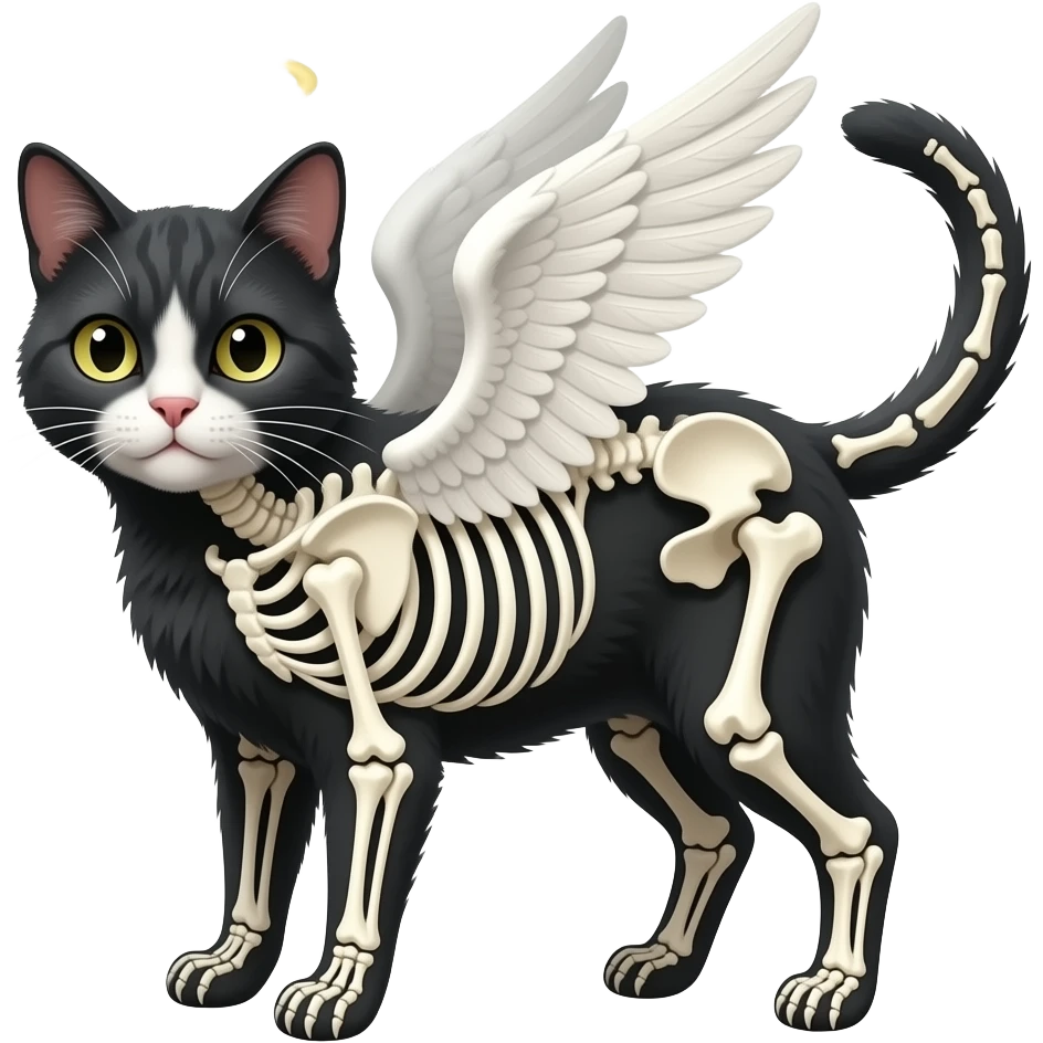 cat, skeleton, and devilish angel emoji