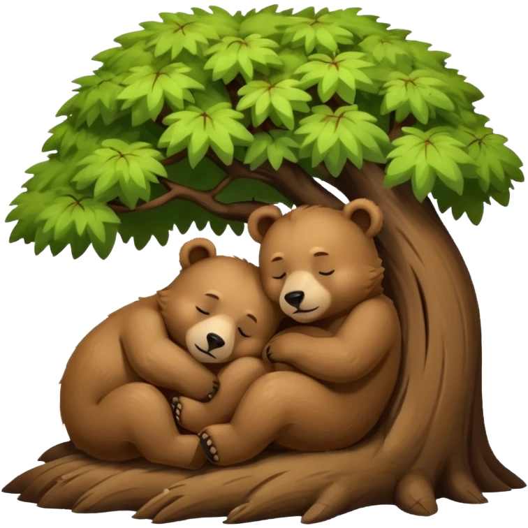 two bears sleeping together under a tree emoji