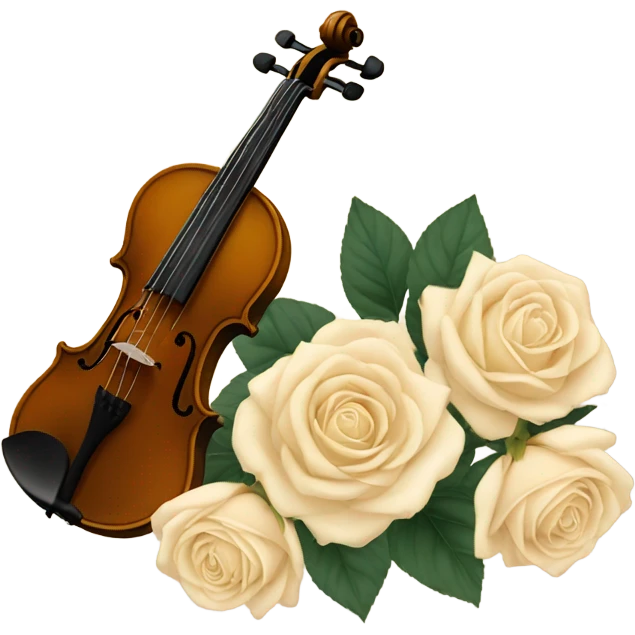 vintage violin and beige roses emoji