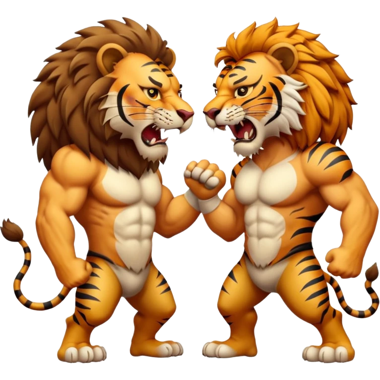 brutal fight between one lion and one tiger  emoji