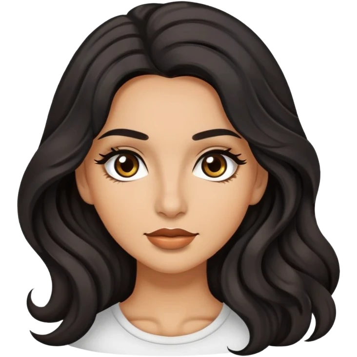 woman with olive skin, brown eyes and long lashes, and long black wavy hair  emoji