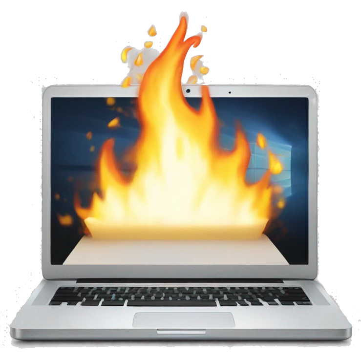 a laptop on fire emoji