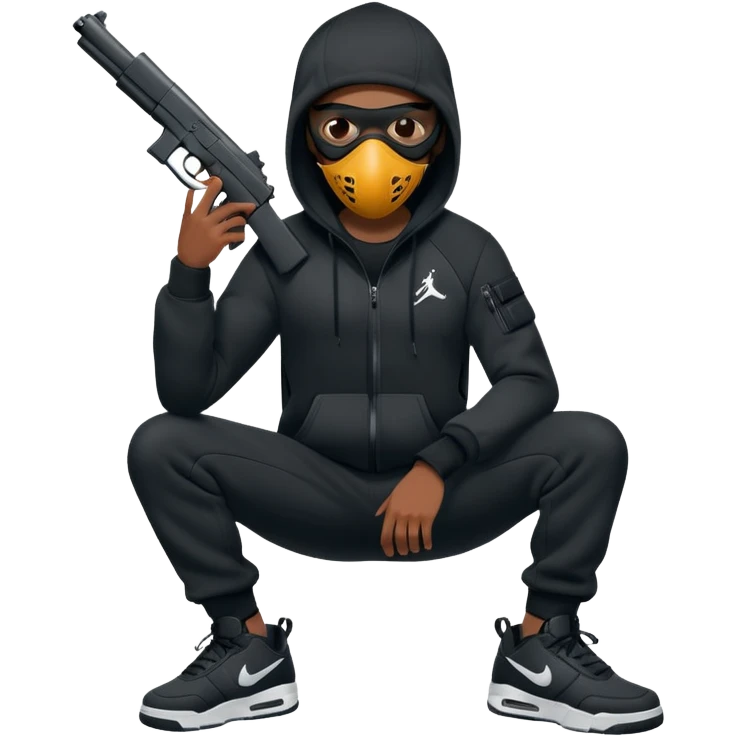 Black Gangsta, nike tech fleece, air jordan, mask, glock emoji