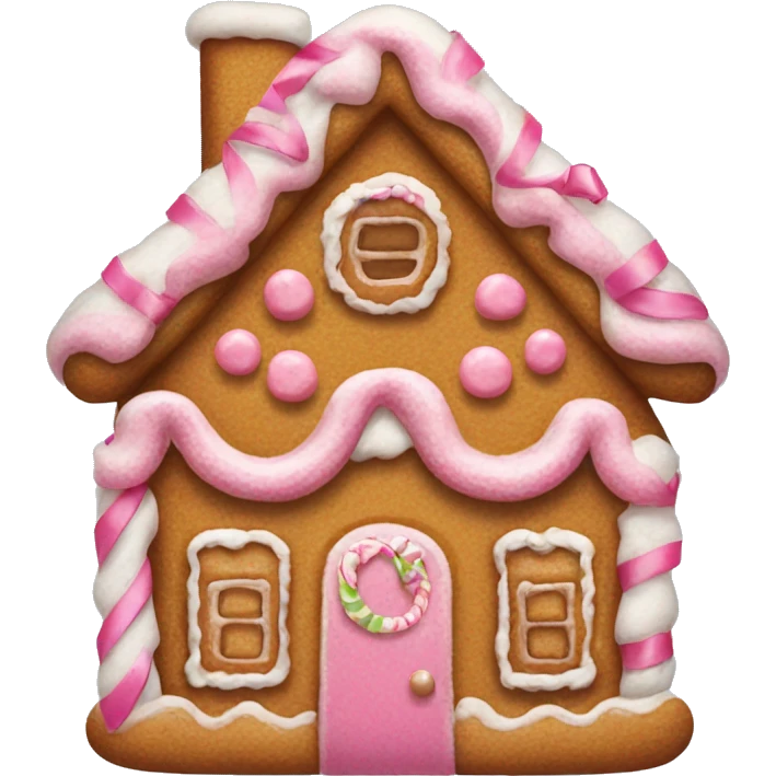Gingerbread house with a pink bow  emoji