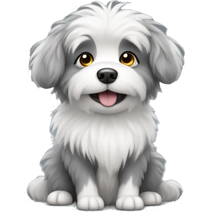 Grey and white little fluffy dog emoji