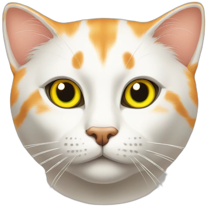 Orange and back cat with yellow eyes and green pupils emoji