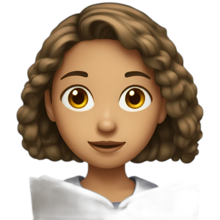Girl using ipad for study emoji