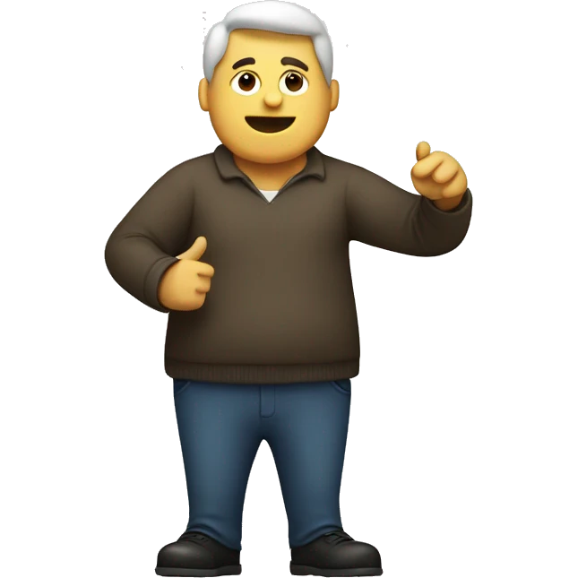 large man holding up a plus sign emoji
